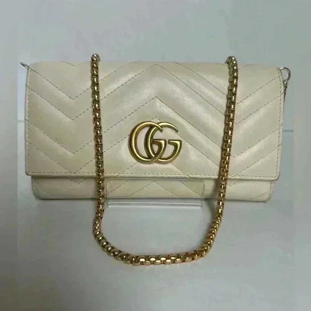 Authentic GUCCI MARMOT WALLET-CROSSBODY MINI BAG IVORY - Picture 6 of 16